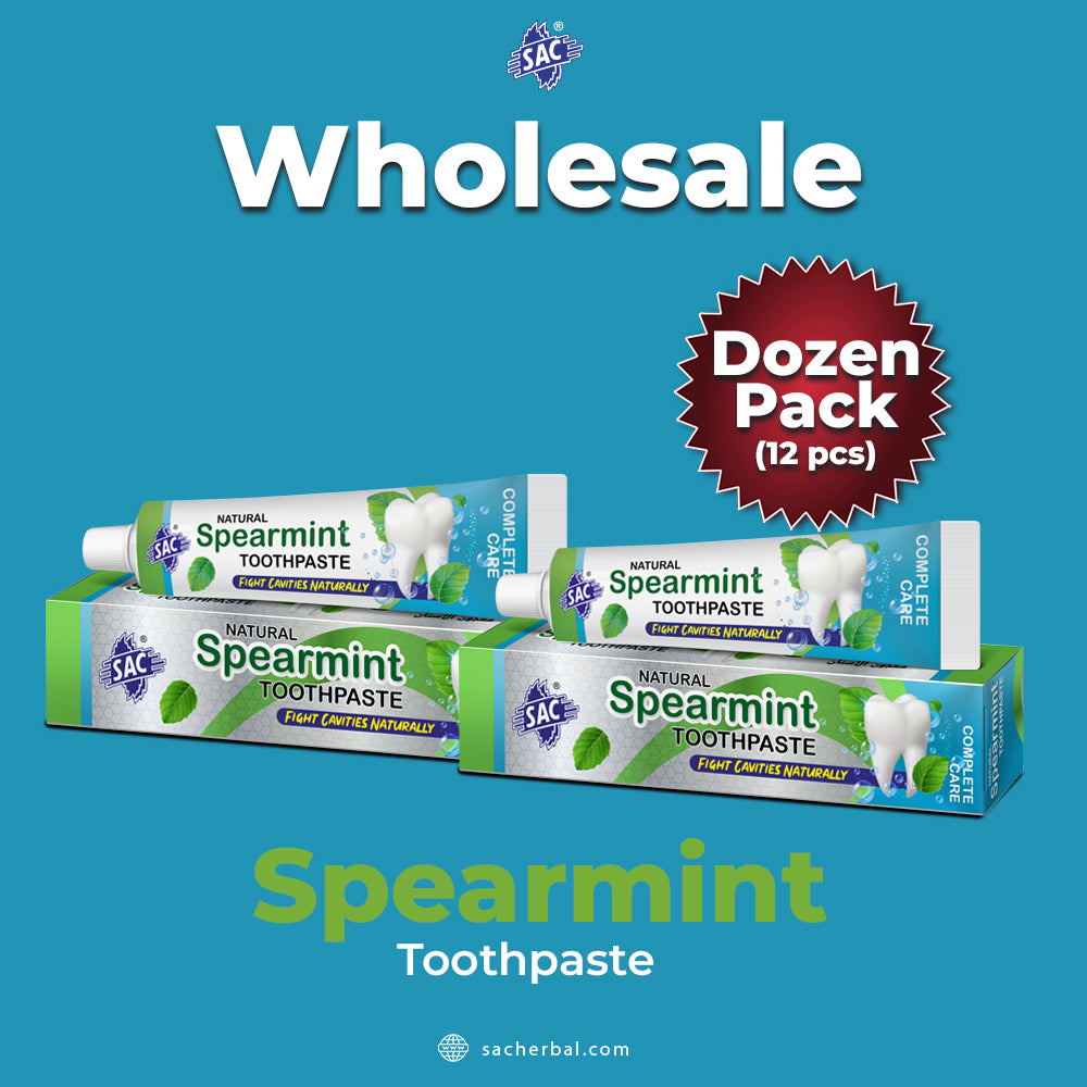 SAC Natural Spearmint Toothpaste - 125gm (Dozen Pack 12 pcs)