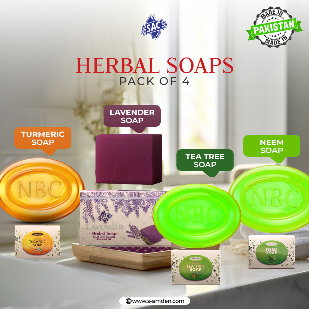 Herbal SOAPS (Pack of 4) Turmeric, Lavender, Tea Tree, Neem