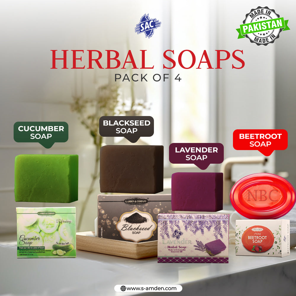 Herbal SOAP (Pack of 4) Cucumber, Blackseed, Lavender, Beetroot