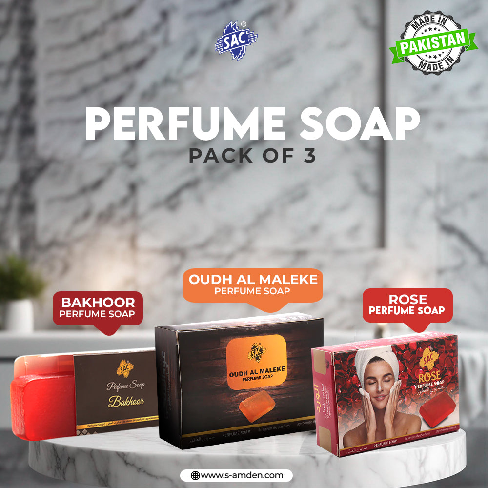 Perfumed Soap Pack of 3 (Oudh,Rose & Bakhoor) - 80gm