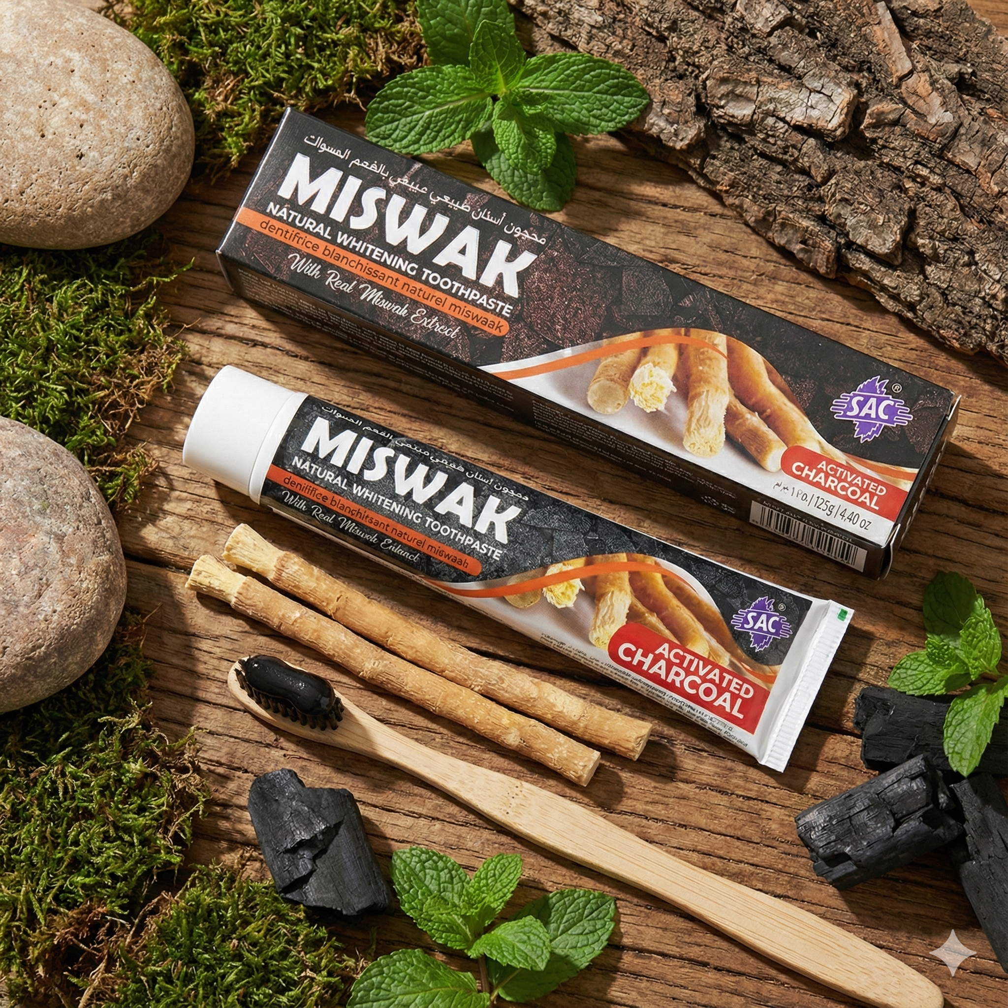 Miswak Natural Whitening Toothpaste with Activated Charcoal