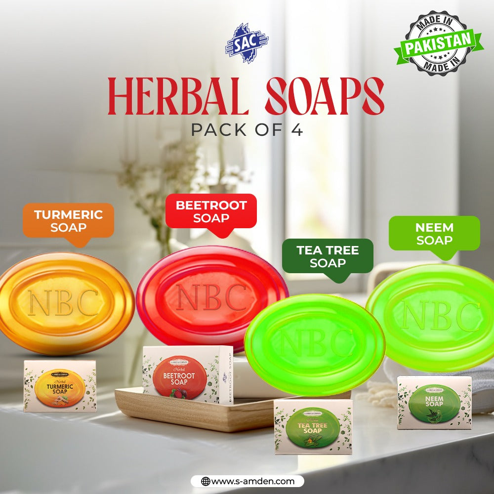 Herbal SOAP 115gm (Pack of 4) Turmeric, Beetroot, Tea Tree, Neem