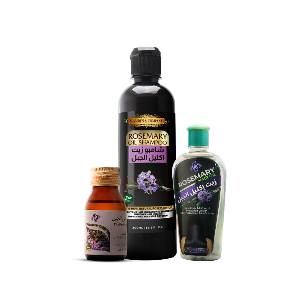 Rosemary Pack 2 (Rosemary Shampoo 400ml, Rosemary Hair oil 250ml  & Rosemary Oil 30 ML)