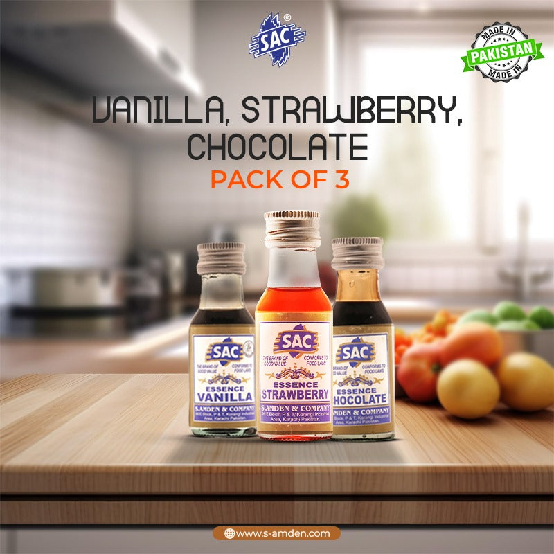 Vanilla, Strawberry & Chocolate Essence Flavor - 25ml (Pack of 3)