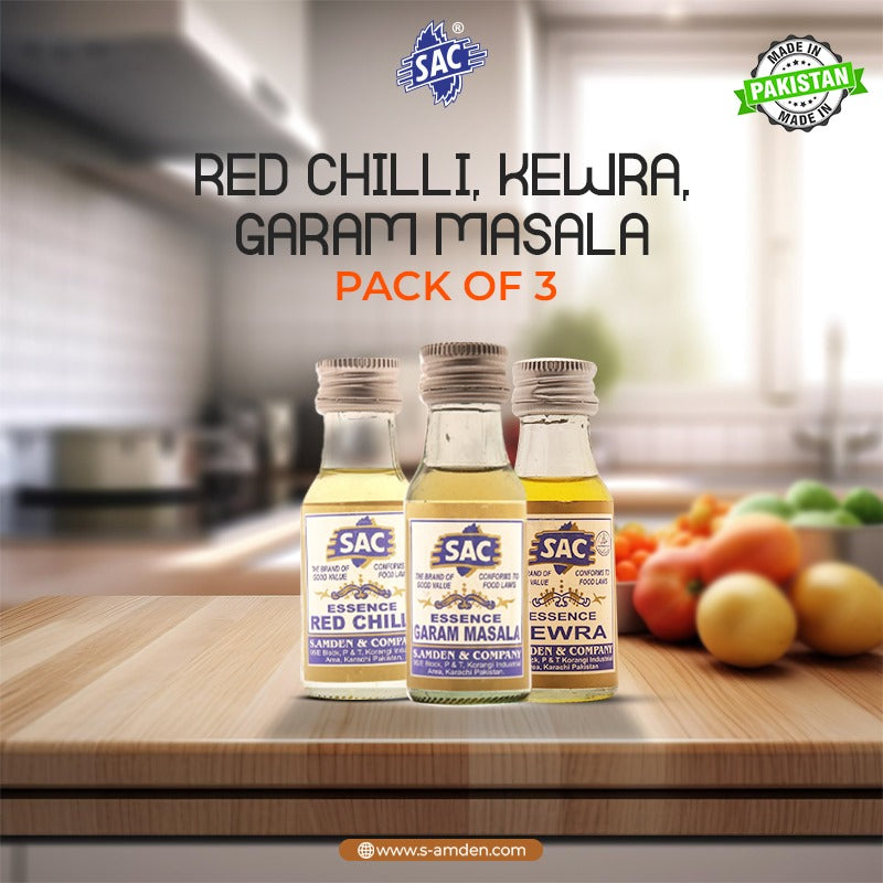 Red Chilli, Garam Masala & Kewra Essence Flavor - 25ml (Pack of 3)