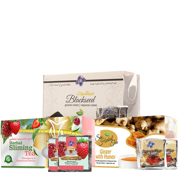 Slim & Healthy Tea Pack  (Slimming Tea, Blackseed, Ginger with Honey )