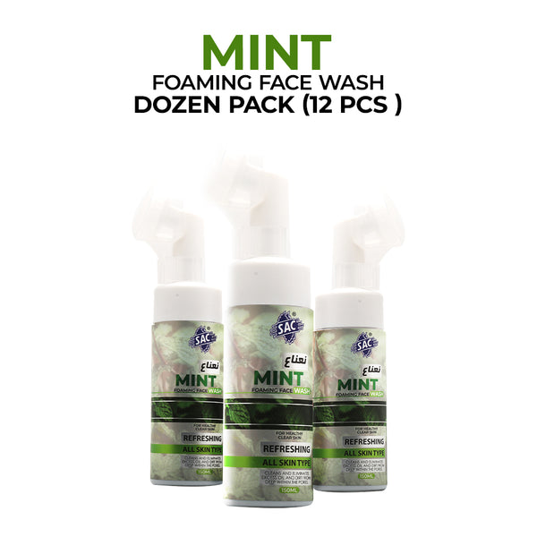 Mint Acne Foaming Face Wash 150ml with Silicon Brush (Dozen Pack 12 pcs)