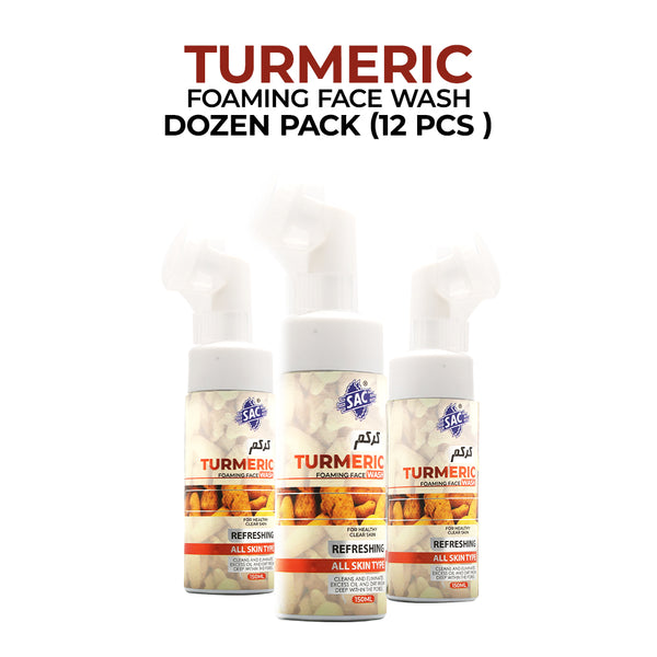 Turmeric Foaming Face Wash 150ml with Silicon Brush (Dozen Pack 12 pcs)