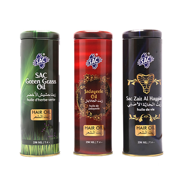 Sac Green Grass Oil + Sac Zait Al Hayyiaa + Sac Jadayeele Oil (Pack of 3)