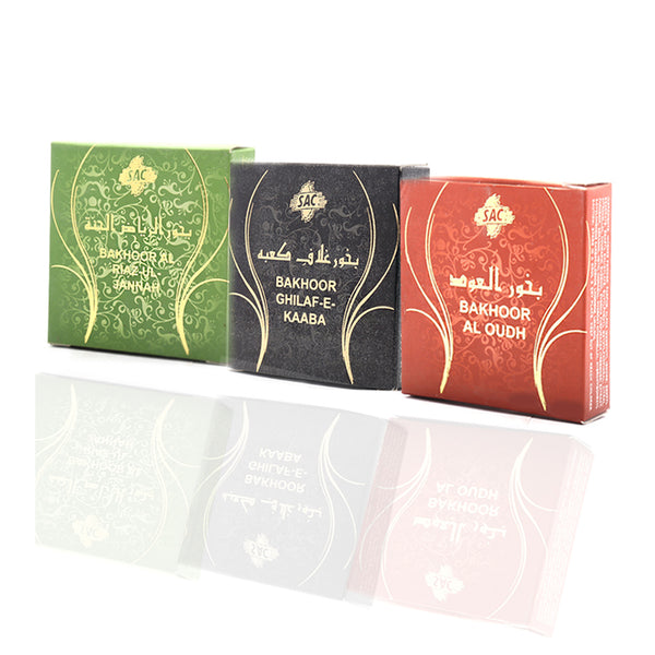 Bakhoor Pack of 3 (Riaz-ul-Jannah , Ghilaf-e-Kaaba , Al Oudh) 60gm Each