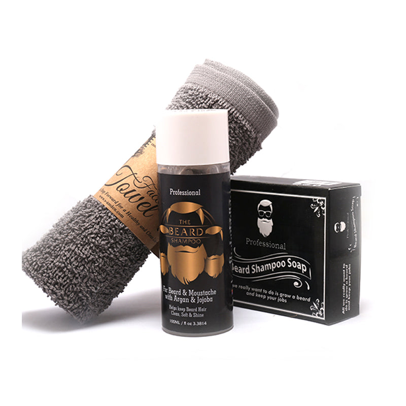 Beard Hygiene Kit - Beard Shampoo, Beard Bar with Face Towel