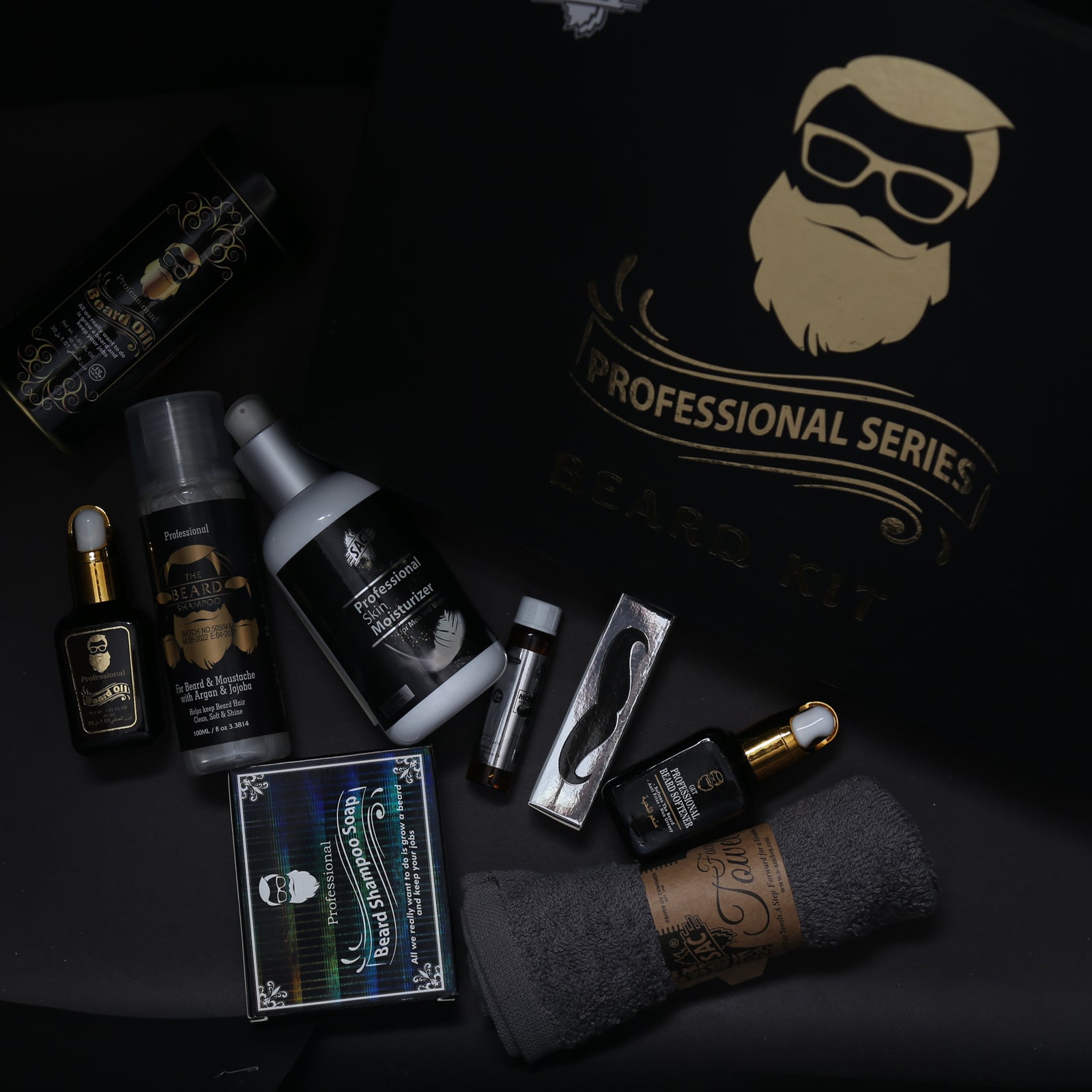 Professional Beard Kit for Grooming, Growth & Maintenance Kit - Professional Beard Oil+Moustache Oil+Beard Serum+Beard Bar+Body Lotion+Face Towel