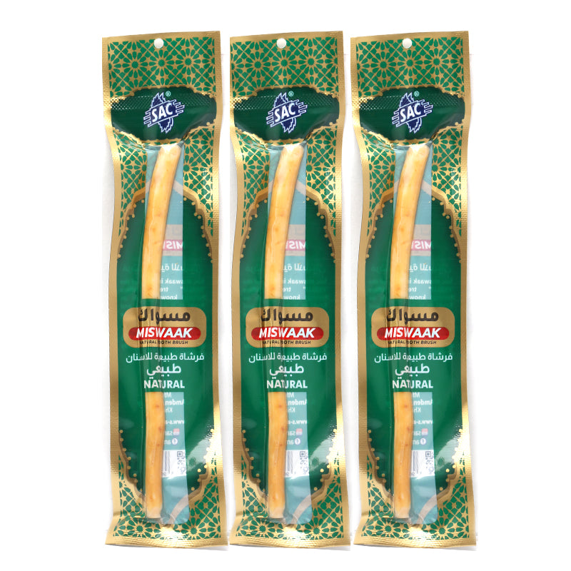 Miswak Natural Tooth Brush - 3 Pack - 100% Natural Stick - SAC