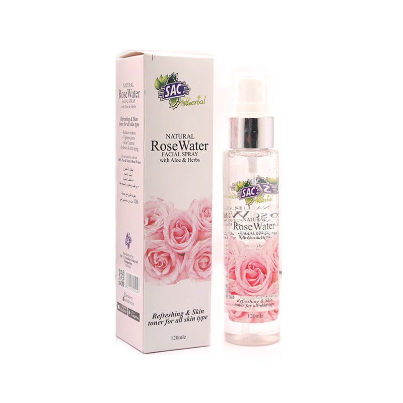 SAC Rose Water Spray 120ml - 100% Pure Rose Water from Pink Roses